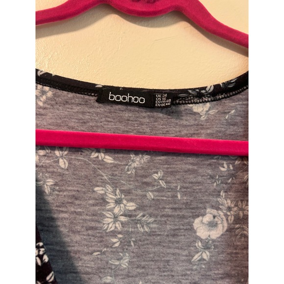 Boohoo Womens Brown Floral Wrap Top Ruched Short Sleeve V-Neck Size US 16 - Picture 6 of 6